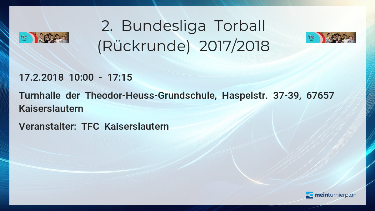 2 Bundesliga Torball Ruckrunde 2017 2018 Meinturnierplan De